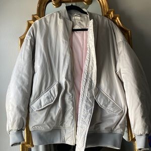 H&M Silver and Pink Bomber jacket. Oversized. Size 4